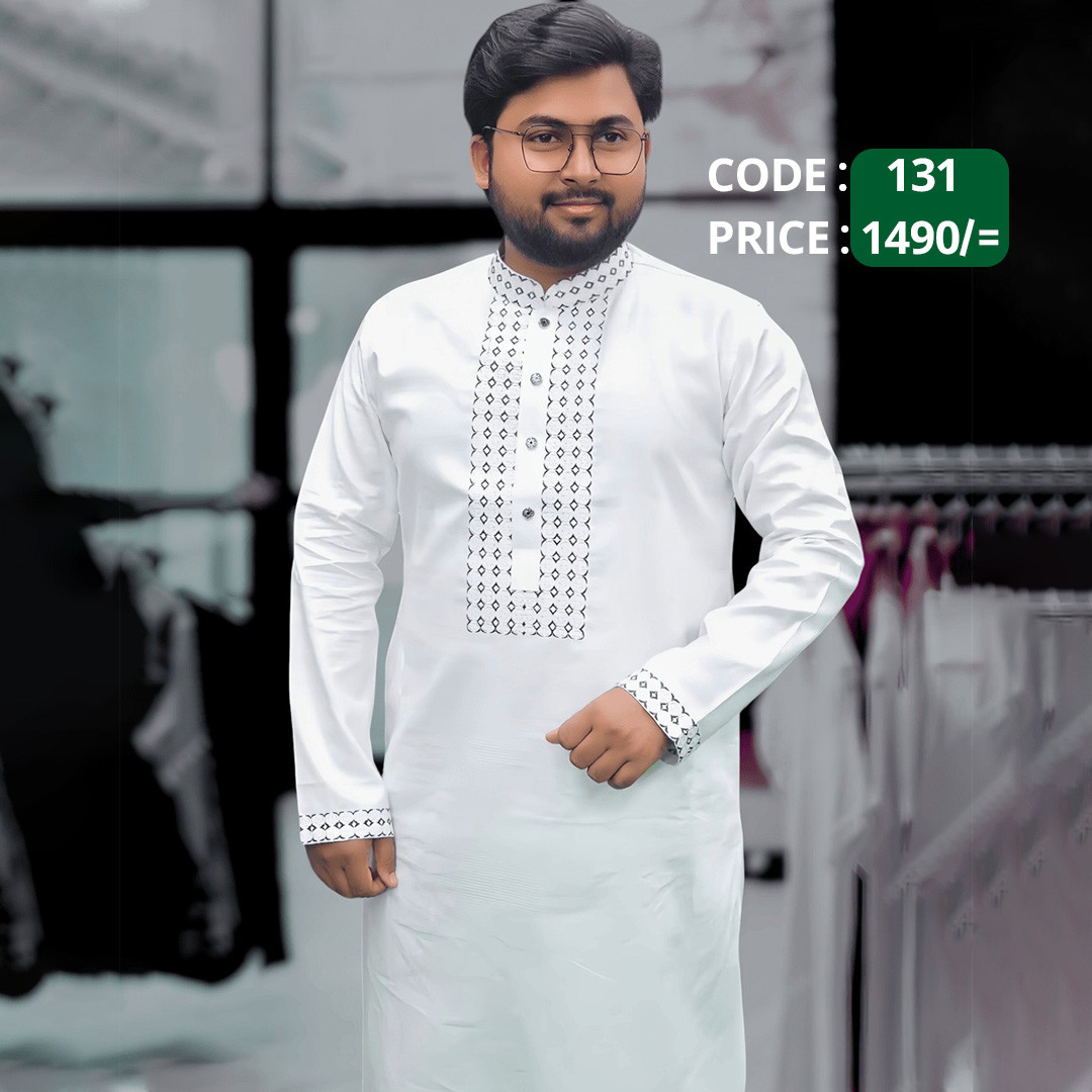 product_1771912490_3284 প্রিমিয়াম লুকে সাদা কালার পাঞ্জাবী - Image 1