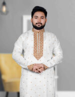 প্রিমিয়াম সাদা কালার চমৎকার পাঞ্জাবী